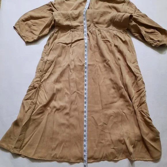 NWOT Everlane The TENCEL™ Puff-Sleeve Dress Tan (Cornstalk) - Size M - Picture 14 of 14